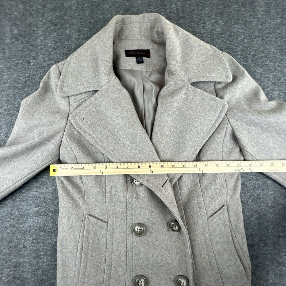 Jason Kole Peacoat Women’s Size S Wool Blend Double Breasted Oatmeal Color - Picture 6 of 10